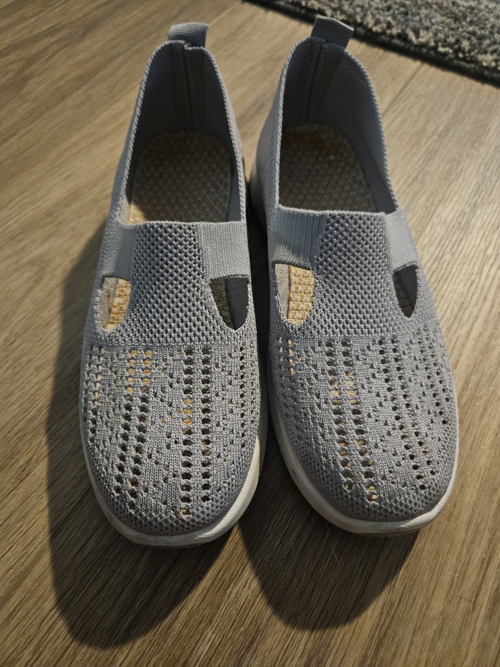 Light Gray Knit Slip-On Women's Shoes